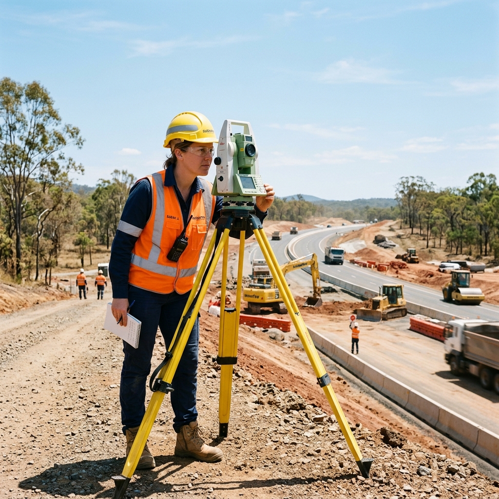 Civil engineer surveying infrastructure
