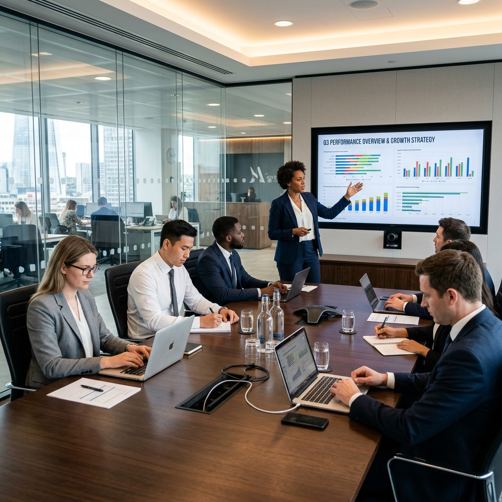 Business meeting in a modern boardroom